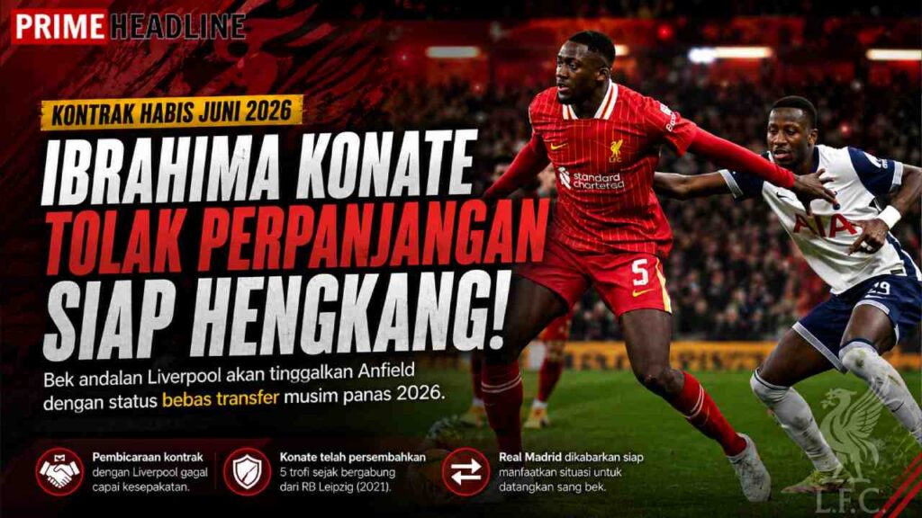 Ibrahima Konate Tinggalkan Liverpool, Status Bebas Transfer Musim Panas 2026