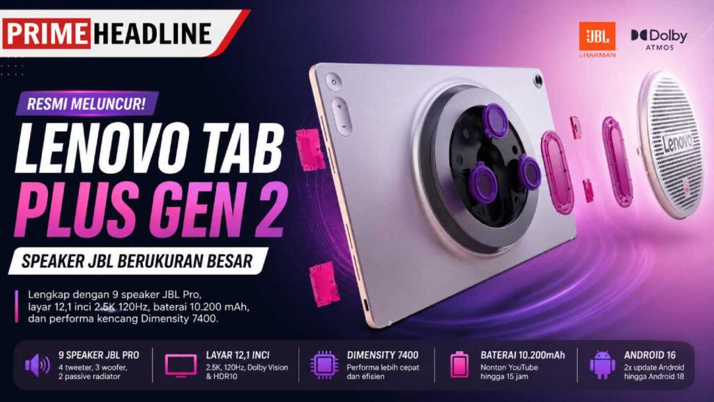 Lenovo Tab Plus Gen 2 Resmi Meluncur, Dibekali Speaker JBL Berukuran Besar
