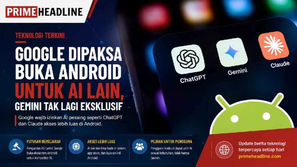 Google Dipaksa Buka Android untuk AI Lain, Gemini Tak Lagi Eksklusif