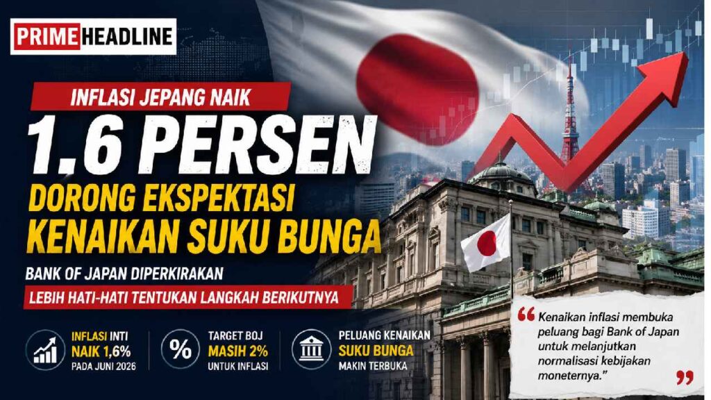 Inflasi Jepang Naik 1,6 Persen, Dorong Ekspektasi Kenaikan Suku Bunga