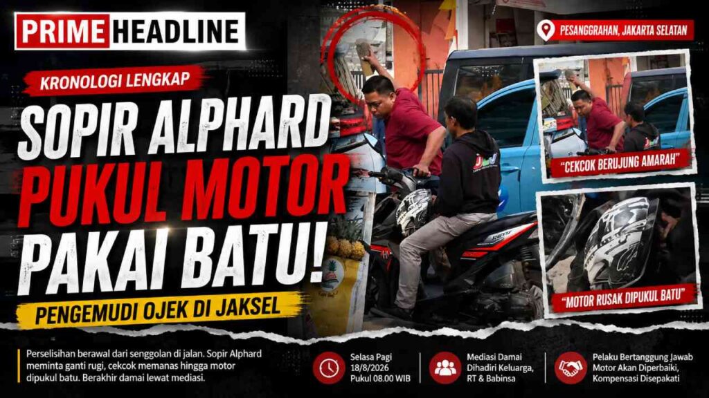 Berawal dari Senggolan, Sopir Alphard Pukul Motor Pengemudi Ojek dengan Batu