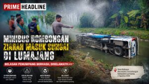 Minibus Rombongan Ziarah Masuk Sungai di Lumajang, Belasan Penumpang Berhasil Diselamatkan