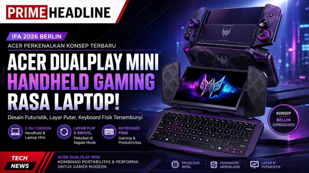 Acer DualPlay Mini Tampil Futuristik, Handheld Gaming Rasa Laptop