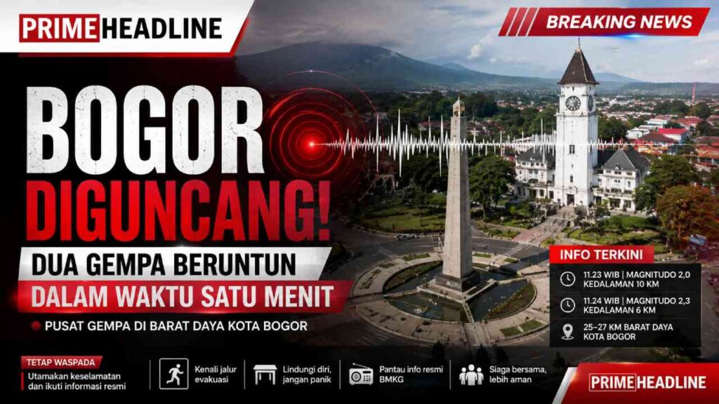 Bogor Diguncang Dua Gempa Beruntun dalam Waktu Satu Menit