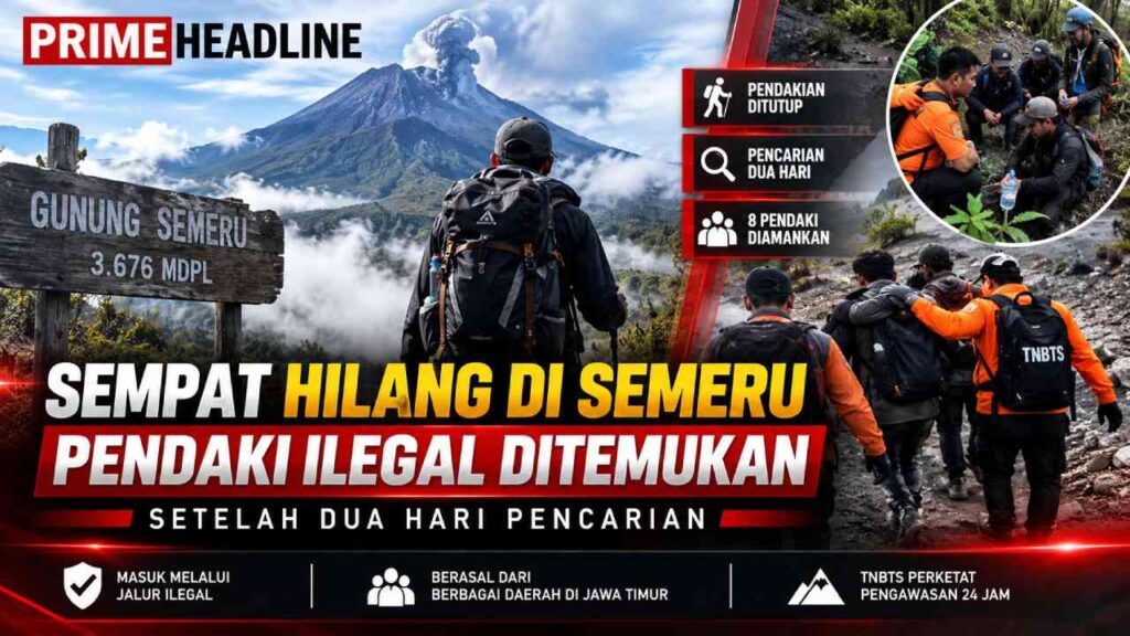Sempat Hilang di Semeru, Pendaki Ilegal Ditemukan Setelah Dua Hari Pencarian