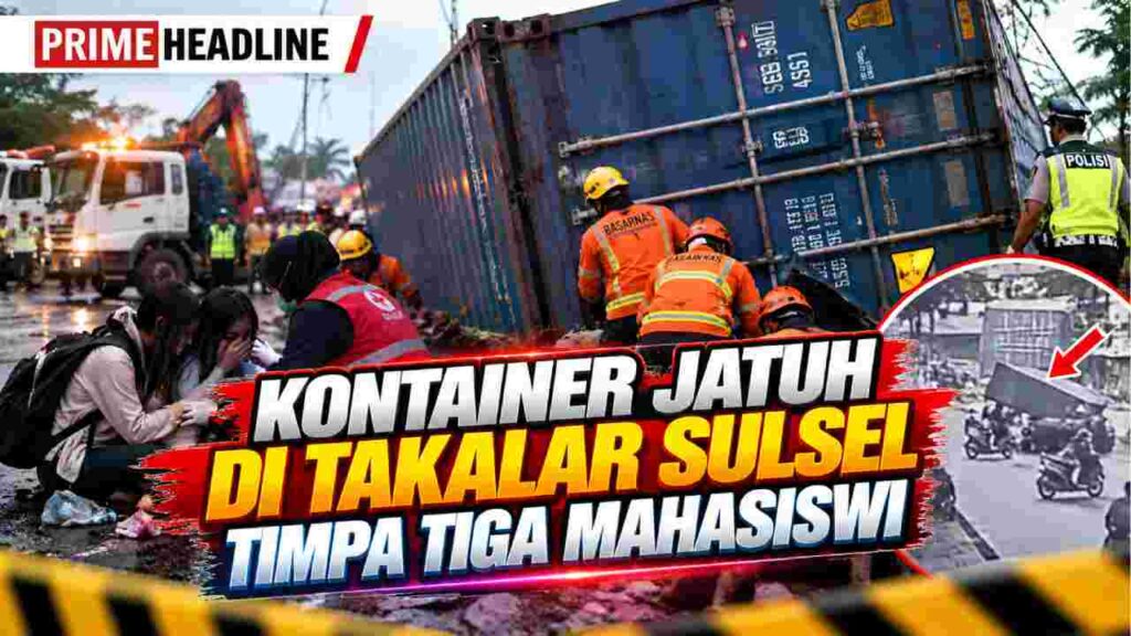 Kontainer Jatuh di Takalar Sulsel Timpa Tiga Mahasiswi