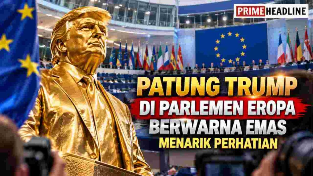 Patung Trump di Parlemen Eropa Berwarna Emas Tanpa Busana Menarik Perhatian