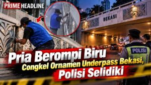 Pria Berompi Biru Congkel Ornamen Underpass Bekasi, Polisi Selidiki